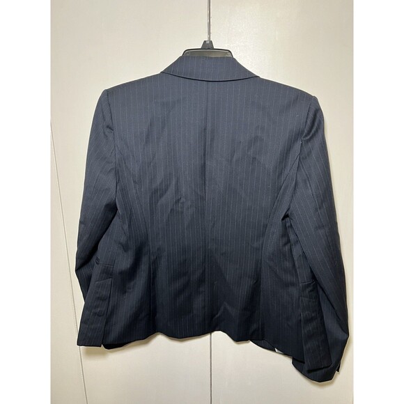 Ann Taylor Womens Blazer Size 6p Petite Dark Blue %80 Wool Single Button Jacket - Picture 8 of 12